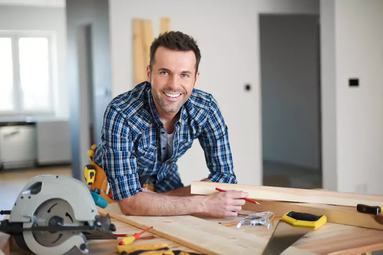 Carpenter marking wood