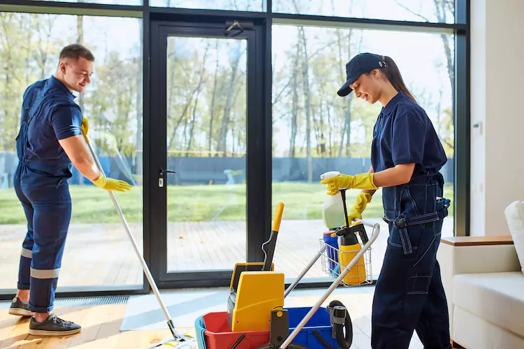 Insured cleaners in a luxurious home